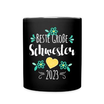 Beste Große Schwester 2023 - Tasse einfarbig - Schwarz - Vorne