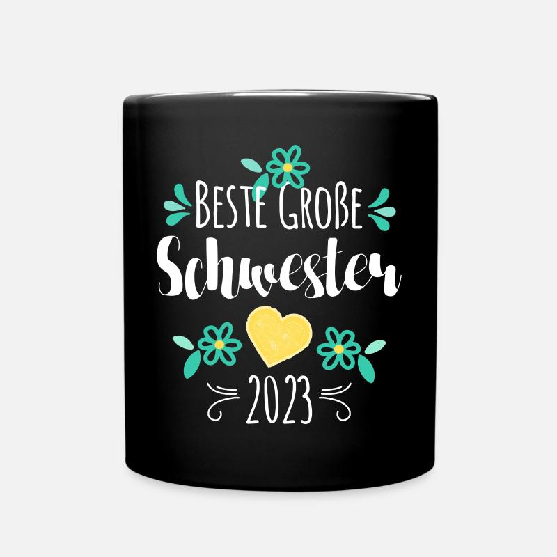 Beste Große Schwester 2023 - Tasse einfarbig - Schwarz
