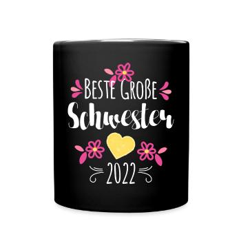 Beste Große Schwester 2022 - Tasse einfarbig - Schwarz - Vorne