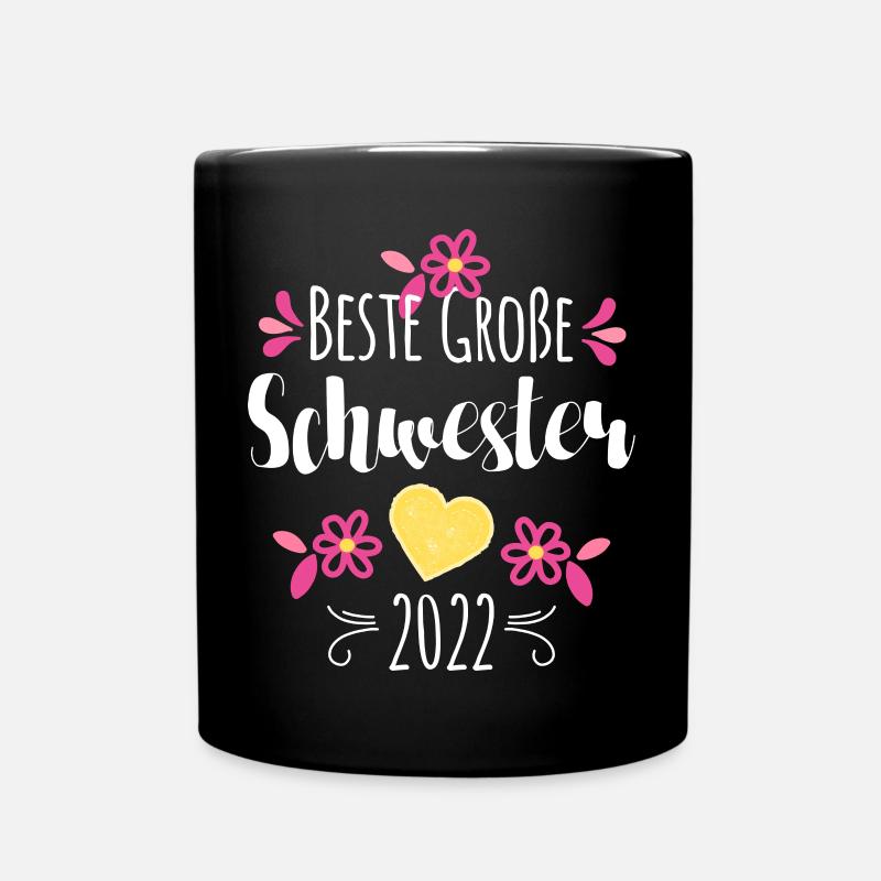 Beste Große Schwester 2022 - Tasse einfarbig - Schwarz
