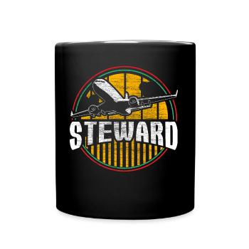 Flight Attendant Man Work - Full Colour Mug - black - Front