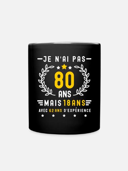 cadeau anniversaire 80 ans 18 expérience - Mug uni - noir
