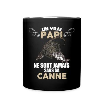 Papi canne à pêche - Mug uni - noir - Devant