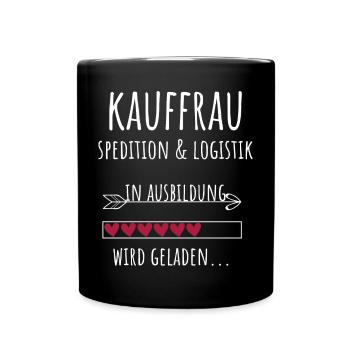 Kauffrau Spedition & Logistik in Ausbildung - Tasse einfarbig - Schwarz - Vorne