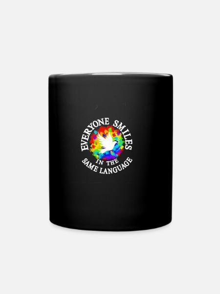 Everyone Smiles In The Same Language - Full Colour Mug - black