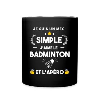 badminton et apéro cadeau humour sport - Mug uni - noir - Devant