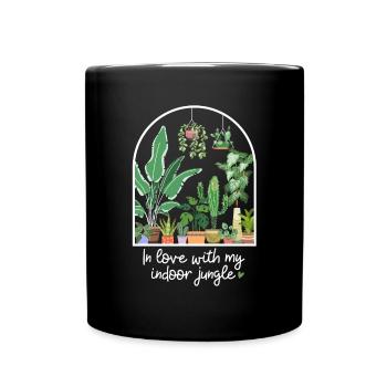 In love with my indoor jungle plants flowers - Full Colour Mug - black - Front