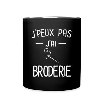 je peux pas j'ai broderie - Mug uni - noir - Devant