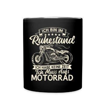 Motorrad Rentner Chopper Motorradfahrer Biker Opa - Tasse einfarbig - Schwarz - Vorne