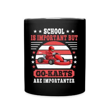 Go Kart Racing Born To Race Forced to go to School - Full Colour Mug - black - Front