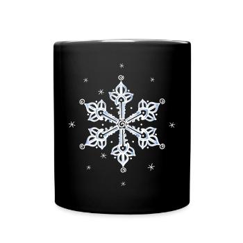 Schneeflocke Eiskristall - Tasse einfarbig - Schwarz - Vorne
