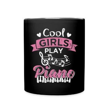Coole Mädels spielen Klavier Musik Pianistin - Tasse einfarbig - Schwarz - Vorne