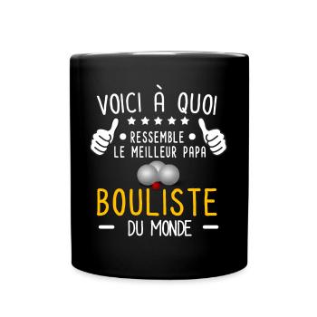 voici meilleur papa bouliste monde père pétanque - Mug uni - noir - Devant