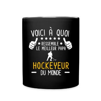 voici meilleur papa hockeyeur au monde père hockey - Mug uni - noir - Devant
