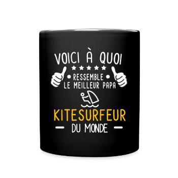 voici meilleur papa kitesurfeur au monde kitesurf - Mug uni - noir - Devant