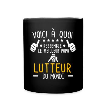 voici meilleur papa lutteur au monde père lutte - Mug uni - noir - Devant