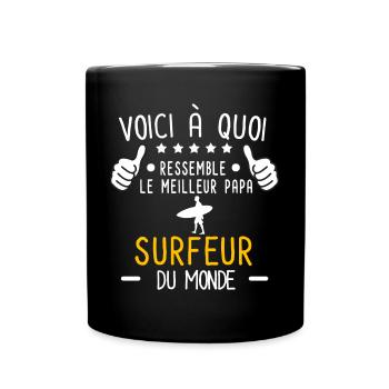 voici meilleur papa surfeur au monde - Mug uni - noir - Devant