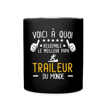voici meilleur papa traileur au monde père trail - Mug uni - noir - Devant
