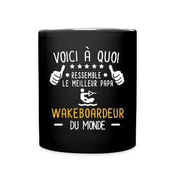 voici meilleur papa wakeboardeur au monde père - Mug uni - noir - Devant