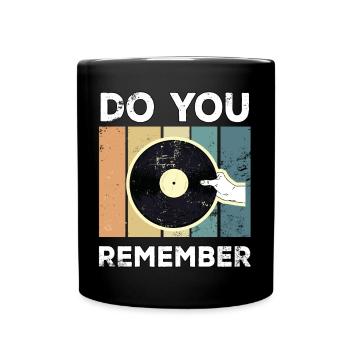 Vinyl Vintage Retro Schallplatte Plattenspieler - Tasse einfarbig - Schwarz - Vorne