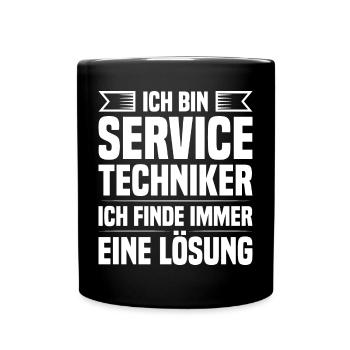 Servicetechniker Support Lösung Spruch Service - Tasse einfarbig - Schwarz - Vorne