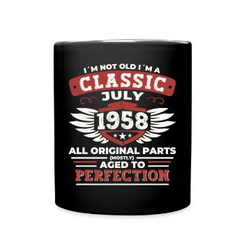 64. Geburtstag Jahrgang 1958 Juli Geschenke Herren - Tasse einfarbig - Schwarz - Vorne