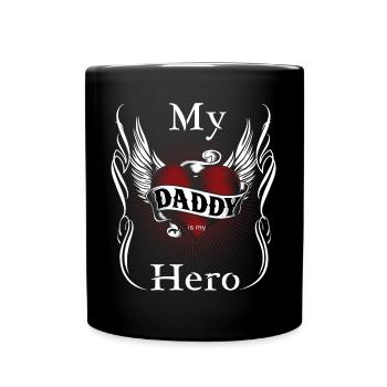 My Dad is my Hero, Mein Vater i. mein Held, Papa - Tasse einfarbig - Schwarz - Vorne