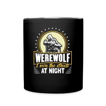 Halloween Werwolf Mond Geisterstunde Geschenk - Tasse einfarbig - Schwarz - Vorne