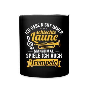 Trompete Trompeter Trompetenspieler Blasmusik - Tasse einfarbig - Schwarz - Vorne