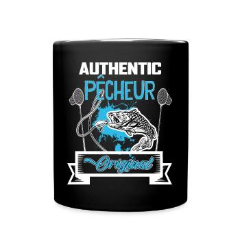 Authentique Pêcheur Humour Papy Pêcheur - Mug uni - noir - Devant