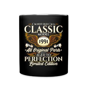 Vintage 1991 31. Geburtstag Jahrgang 91 Geschenk - Tasse einfarbig - Schwarz - Vorne