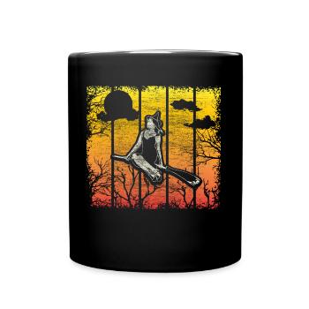Halloween Hexe Hexen Spruch - Tasse einfarbig - Schwarz - Vorne