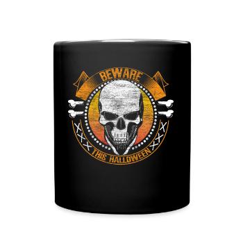 Halloween Totenkopf Gruselig Geschenk - Tasse einfarbig - Schwarz - Vorne