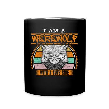 Halloween Werwolf Mond - Tasse einfarbig - Schwarz - Vorne