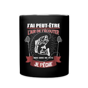 L'Air De T'Ecouter Message Drôle Homme Pêcheur - Mug uni - noir - Devant