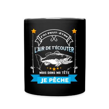 Citation Pêche humour Mari Pêcheur - Mug uni - noir - Devant
