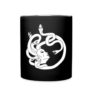 Femme aux cheveux de serpents (blanc) - Mug uni - noir - Devant