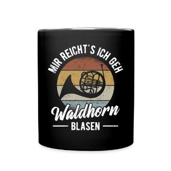 Waldhorn Hornist Orchester Musiker Horn Blasmusik - Tasse einfarbig - Schwarz - Vorne