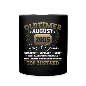 Oldtimer August 2005 17. Geburtstag Geschenk Fun - Tasse einfarbig - Schwarz - Vorne
