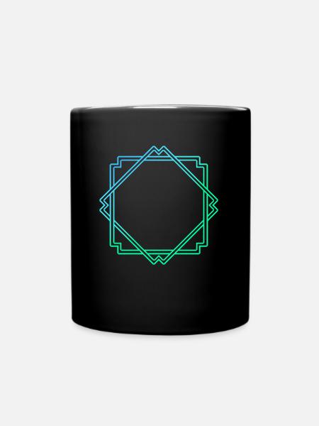 Green Blue Square Frame Decoration - Full Colour Mug - black