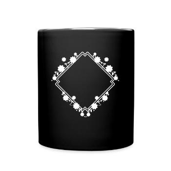 Cadre blanc avec décoration à motif floral - Mug uni - noir - Devant