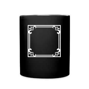 Quadratischer Rahmen mit Ornamenten Deko - Tasse einfarbig - Schwarz - Vorne