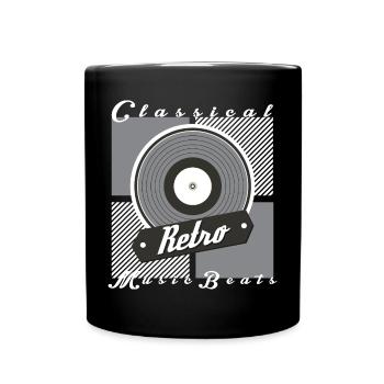 Retro Musik - Tasse einfarbig - Schwarz - Vorne