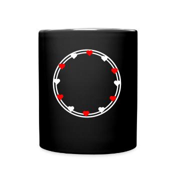 Cœurs en décoration de cadre rond Circulaire - Mug uni - noir - Devant