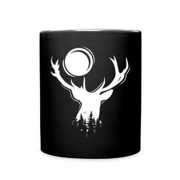 Elch Symbol Mond Hirsch Abend Wald Icon Grafik - Tasse einfarbig - Schwarz - Vorne