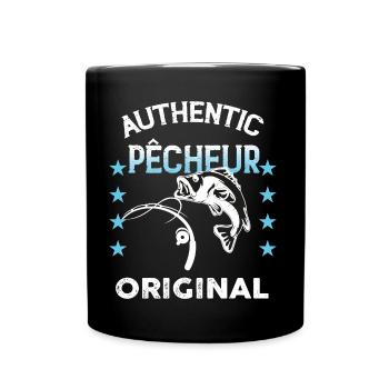 Pêcheur authentic Cadeau Papa - Mug uni - noir - Devant