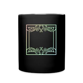 Bunte Ornamente im Rahmen Linie Strich - Tasse einfarbig - Schwarz - Vorne