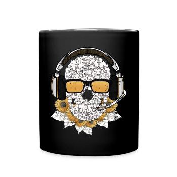 Musik Skull - Tasse einfarbig - Schwarz - Vorne