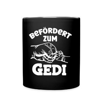 Befördert zum Gedi Patenonkel Österreich - Tasse einfarbig - Schwarz - Vorne