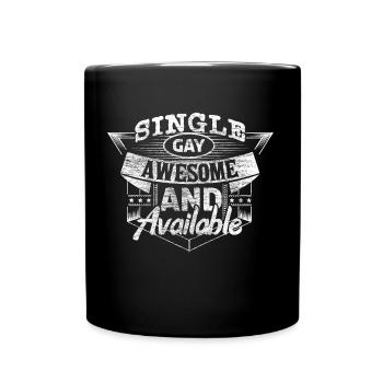 Gay Single LGBT Relationship Gift Idea - Full Colour Mug - black - Front